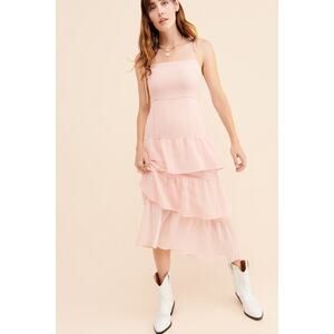 CAPULET Quinn Pink and White Gingham Chiffon Midi Size US XS